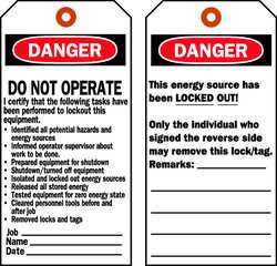 BRADY SPC ABSORBENTS 65524 DANGER TAG,5-1/2 X 3 IN,HD POLYEST,PK25