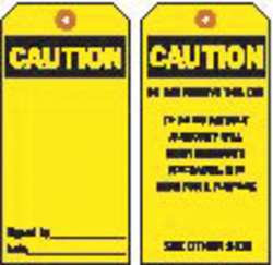 BRADY SPC ABSORBENTS 76193 CAUTION TAG,5 3/4IN H,3IN W,POLYEST,PK25