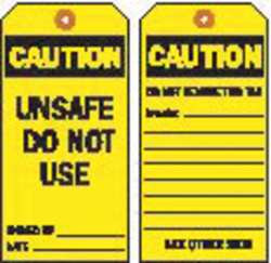 BRADY SPC ABSORBENTS 86430 CAUTION TAG,5 3/4IN H,3IN W,POLYEST,PK10