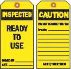 BRADY SPC ABSORBENTS 86432 INSPECTED TAG 5-3/4 X 3 IN BK/YEL PK10