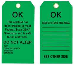 BRADY SPC ABSORBENTS 86452 SCAFFOLD OK TAG 5-3/4 X 3 IN MET PK10