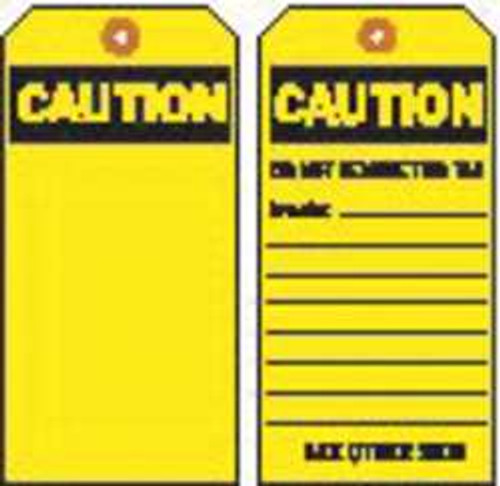 BRADY SPC ABSORBENTS 86456 CAUT TAG 5-3/4 X 3 IN BK/YEL MET PK10