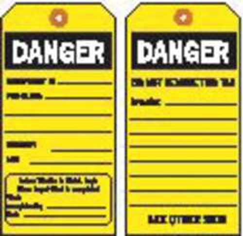 BRADY SPC ABSORBENTS 86496 RPR TAG,7 X 4 IN,BK/YEL,HD POLYEST,PK10