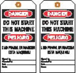 BRADY SPC ABSORBENTS 86635 DANGR BILNGUAL TAG,5 3/4IN H,3IN W,PK100