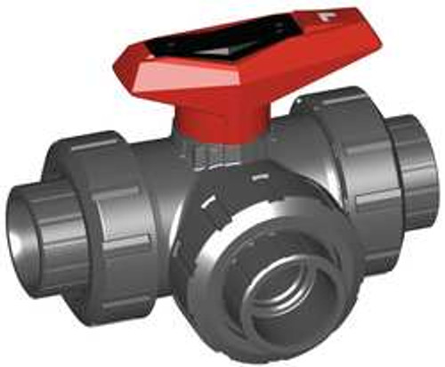GF PIPING SYSTEMS 161543087 PVC BALL VALVE,3-WAY,UNION,SOCKET,2"