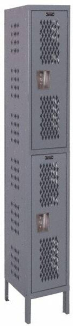HALLOWELL U1288-2HDV-HG VENTILATED WARDROBE LOCKER 78 IN H GRAY