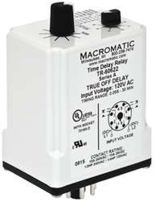MACROMATIC TR-60621 H7840 TIMER RELAY 30 MIN. 8 PIN 10A DPDT
