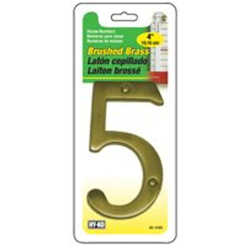 HY-KO PRODUCTS BR-43BB/5 NUMBER 5 4IN BRUSHED BRASS    