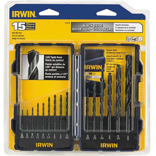 IRWIN 314015 DRL BIT 15PC BLACK OXIDE SET