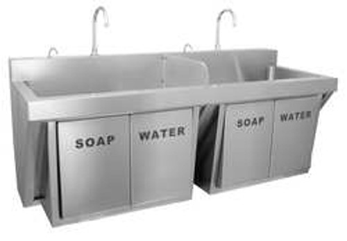 JUST MANUFACTURING JKS770-2 SCRUB SINK SILVER 64 IN L 24-1/2 IN W