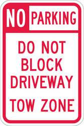 LYLE T1-1099-HI_12x18 SIGN NO PARKING 18 X12 IN