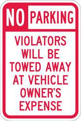 LYLE T1-1061-EG_12x18 SIGN NO PARKING 18 X12 IN