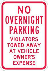 LYLE T1-1055-EG_12x18 SIGN NO OVERNIGHT PARKING 18 X12 IN