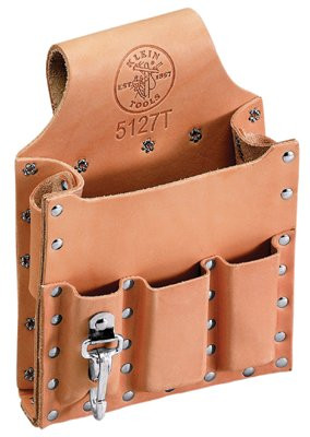 KLEIN TOOLS 5127T TOOL POUCH, 6 POCKET, TUNNEL LOOP