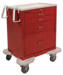 LAKESIDE C-424-K-1R EMERGENCY CART 25X32X39 RED 4 DRAWER