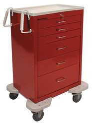 LAKESIDE C-630-K-1R EMERGENCY CART 25X32X46 RED 6 DRAWER