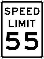 LYLE R2-1-55-18HA TRAFFIC SIGN 24 X 18IN BK/WHT SP LIM 55