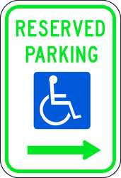 LYLE R7-8R-12HA D9739 PARKING SIGN 18 X 12IN GRN AND BL/