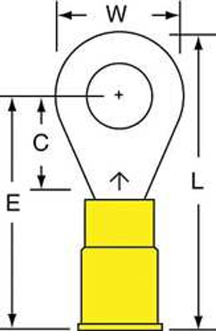 3M MNG10-14R/SK RING TERMINAL 1/4 12-10 AWG YLLW PK500