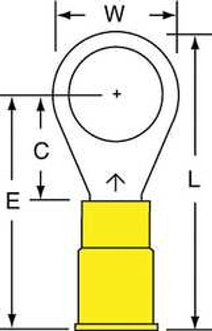 3M MNG10-38R/SK RING TERMINAL 3/8 12-10 AWG YLLW PK500