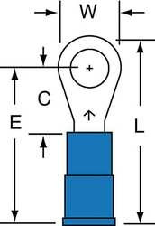 3M MNG14-10R/LK RING TERMINAL #10 16-14 AWG BLUE PK1000