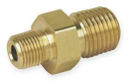 PARKER 4-4 MHN-B HEX NIPPLE, BRASS, 1/4 IN PIPE SIZE,MNPT