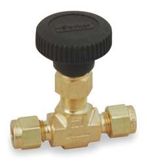 PARKER 6A-V6LR-B NEEDLE VALVE STRAIGHT BRASS 3/8 IN.