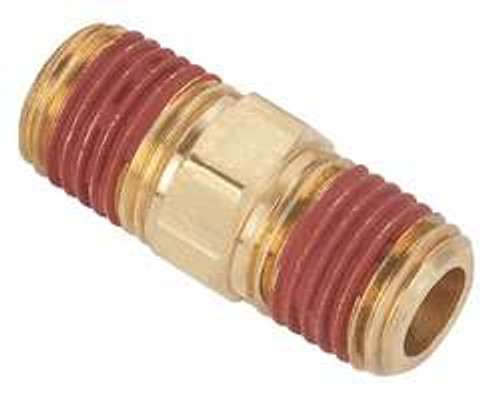 PARKER VS216P-4 HEX NIPPLE, BRASS, 1/4 IN PIPE SIZE,MNPT