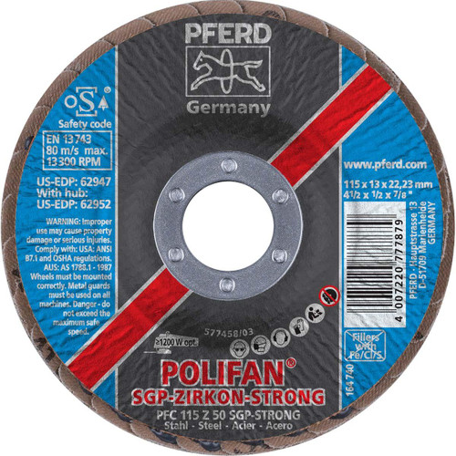 PFERD 62947 4-1/2" 50 GRIT 7/8" CENTER HOLE TYPE 29 