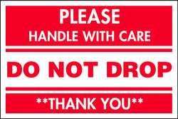 TAPECASE 16U964 SHIPPING LABELS RED/WHITE 2 IN H PK50