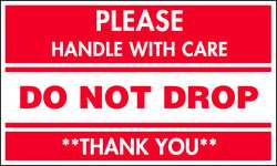 TAPECASE 16U965 SHIPPING LABELS 5 IN W RED/WHITE PK50