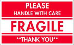 TAPECASE 16U989 SHIPPING LABELS RED/WHITE 5 IN W PK50