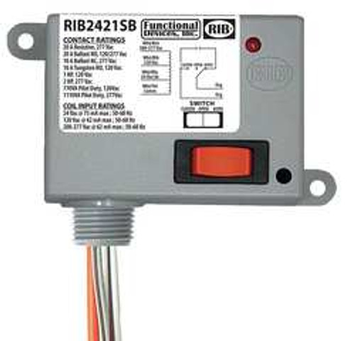 FUNCTIONAL DEVICES INC / RIB RIB2421SB ENCLOSED POWER RELAY SPDT 20A @ 277VAC