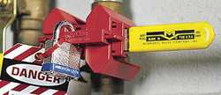 BRADY SPC ABSORBENTS BS08A-YW BALL VALVE LOCKOUT,YELLOW,2 TO 8 IN.