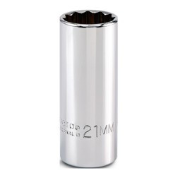 PROTO J5021M PROTO® 3/8" DRIVE DEEP SOCKET 21 MM - 12
