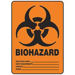 ACCUFORM SIGNS MBHZ502VA BIOHAZARD SIGN 14 X 10IN BK/ORN AL SURF