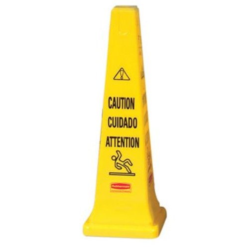 RUBBERMAID COMMERCIAL PRODUCTS FG627600YEL YELLOW 36" SAFETY CONE W/MULTI LING. "CA