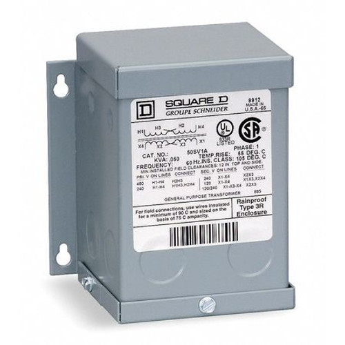 SQUARE D 150SV1A TRANSFORMER IN 240/480 OUT 120/240 150VA