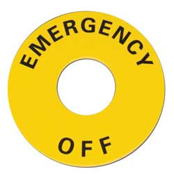 OMRON STI A22Z-3466-2 LEGEND PLATE EMERGENCY OFF BLACK/YELLOW