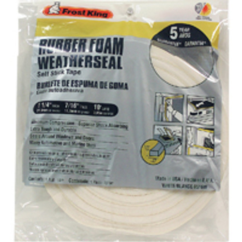 THERMWELL PRODUCTS R516WH RUBBER FOAM WEATHERSEAL TAPE, 1-1/4W X 7