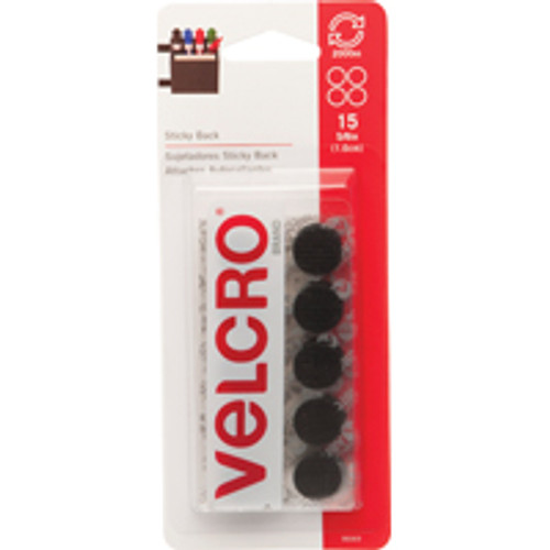 VELCRO 90069 STRIP,DOT,STK-BCK,15PK,BK