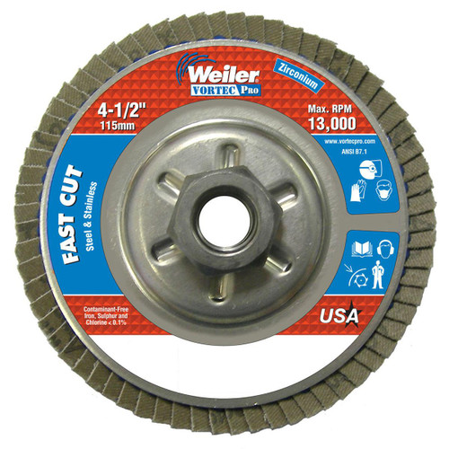 WEILER CORPORATION 31313 4-1/2" VORTEC ABRASIVE FLAP DISC-36Z-5/8