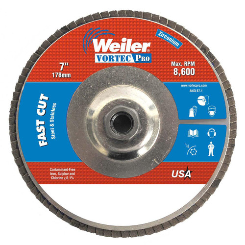 WEILER CORPORATION 31332 7" VORTEC ABRASIVE FLAPDISC 40Z 5/8-11A.