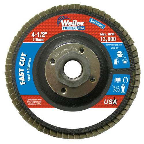 WEILER CORPORATION 31349 4-1/2" VORTEC ABRASIVE FLAP DISC-36Z-5/8