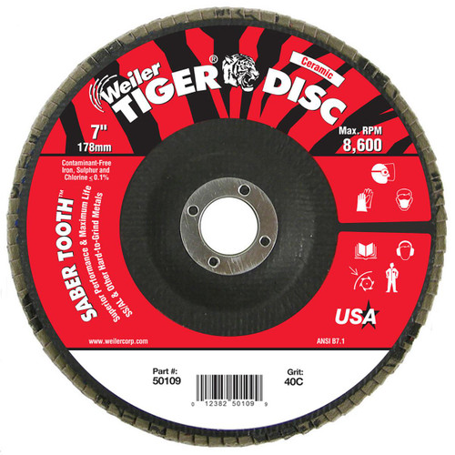 WEILER CORPORATION 50109 7" ANGLED- PHENOLIC- 40CER- 7/8" ARBOR