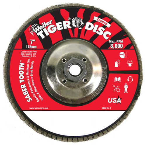 WEILER CORPORATION 50114 H7348 ARBOR MOUNT FLAP DISC 7IN 60 COARS