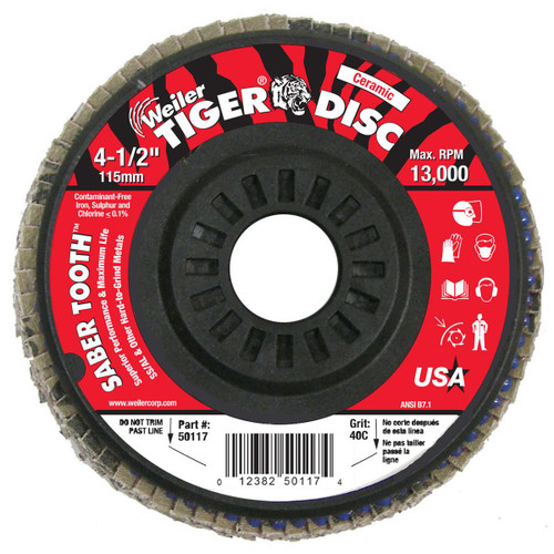 WEILER CORPORATION 50117 4-1/2" ANGLED- TRIM BACKING- 40 CER- 7/8