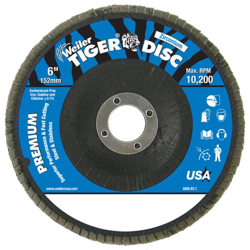 WEILER CORPORATION 50651 H7344 ARBOR MOUNT FLAP DISC 6IN 80 MEDIU