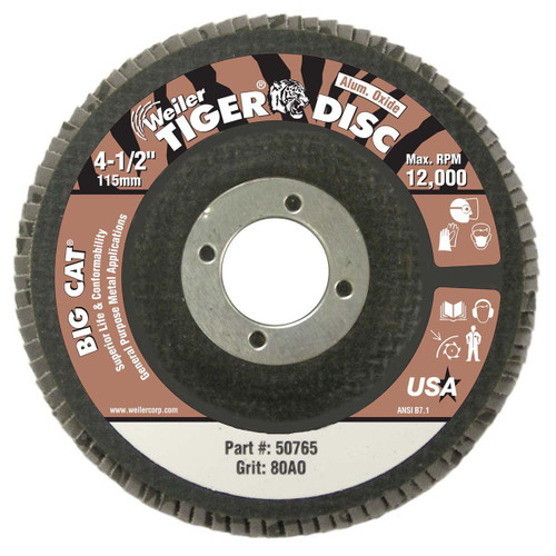 WEILER CORPORATION 50765 4 1/2" TIGER DISC BIG CAT ABR FLAP PHENO WEILER CORPORATION 50765 4 1/2" TIGER DISC BIG CAT ABR FLAP PHENO