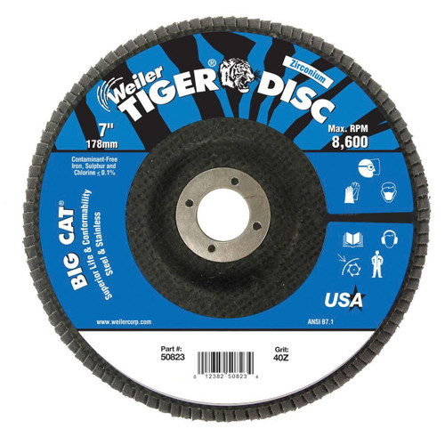 WEILER CORPORATION 50823 7" TIGER DISC BIG CAT ABR FLAP DISC PHEN WEILER CORPORATION 50823 7" TIGER DISC BIG CAT ABR FLAP DISC PHEN